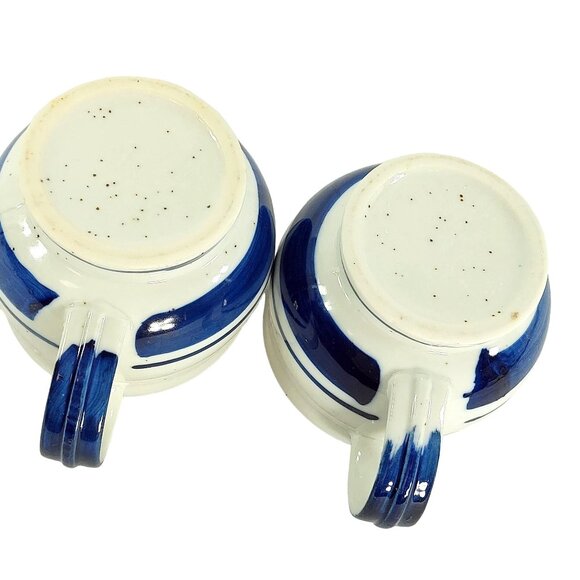 Ceramic Mugs Coffee & Tea Cups for Kitchen Decor Blue & White Speckled 2 pc Set - Picture 9 of 10